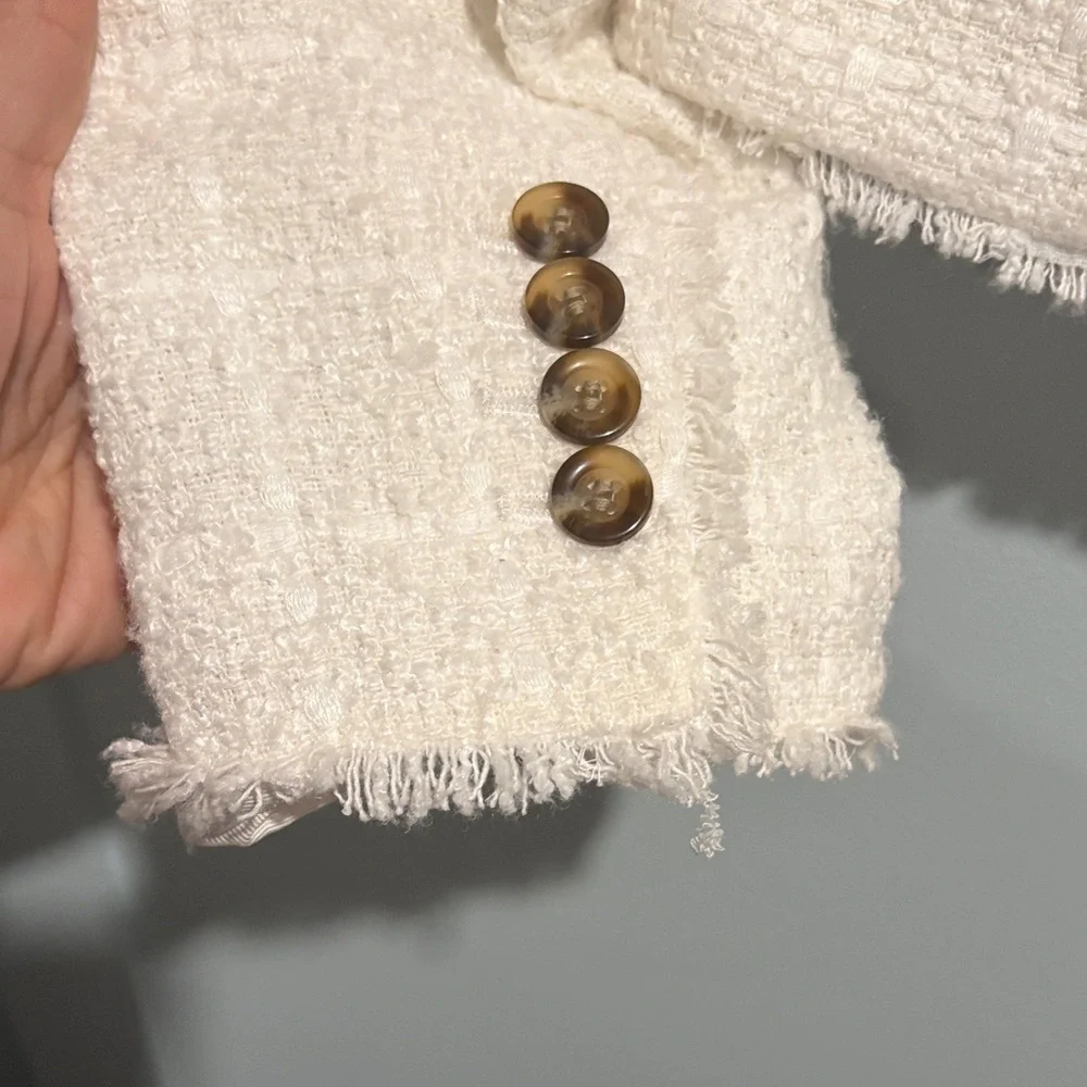 Ann Taylor Ivory Textured Tweed Blazer - Picture 8 of 14